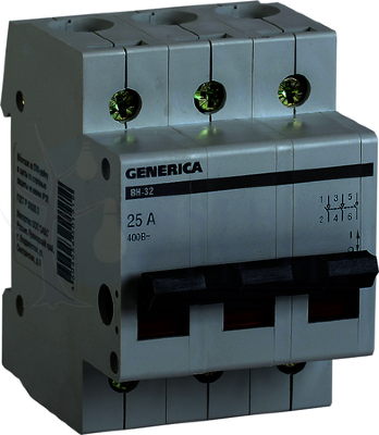 GENERICA Выключатель нагрузки (мини-рубильник) ВН-32 3Р 40А IEK MNV15-3-040