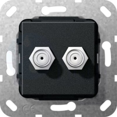 Розетка телевизионная System55 (2хSAT, под рамку, с/у, черная матовая) Gira 565110