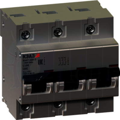 Автомат 3P 25А ВА47-100 (10 кА, D) КЭАЗ 233058