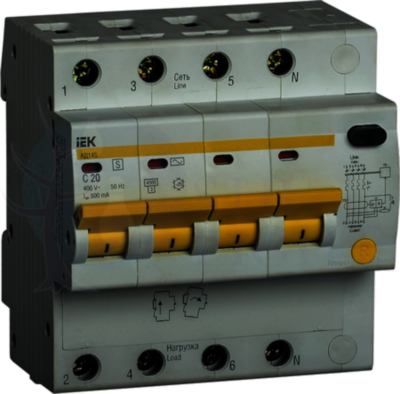 Дифференциальный автомат 4P 20А АД-14 (тип AC, IEK MAD13-4-020-C-300