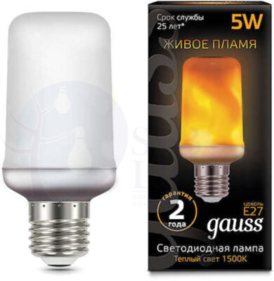 Лампа "Живое пламя" Black, , E27, 5Вт, 80Лм, 1500К, не диммируемая Gauss 157402105