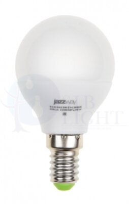 Лампа светодиодная (LED) G45 "шар" 5W E14 3000K мат 400Lm Jazzway 1036896A