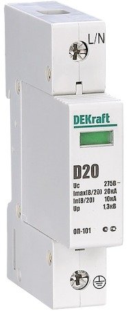 Ограничитель перенапряжений 1P 20кА D 275В ОП-101 DEKraft 18013DEK