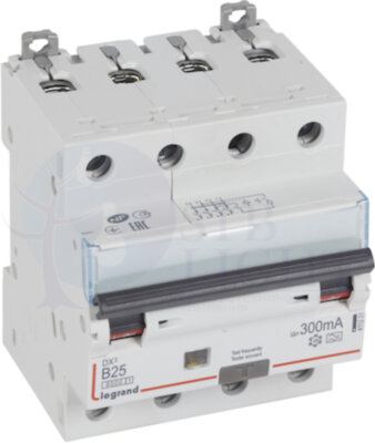 Дифференциальный автомат 4P 25А DX3 (тип A, 6 кА) Legrand 411231