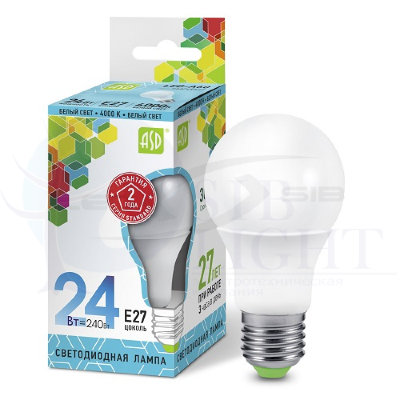 Лампа сд LED-A65-standard 24W 230V Е27 2160Lm