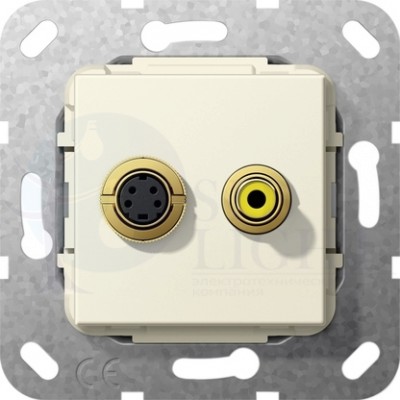 Розетка аудио System55 (2 канала, под рамку, с/у, кремовый) Gira 566001