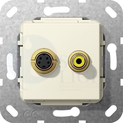 Розетка аудио System55 (2 канала, под рамку, с/у, кремовый) Gira 566001