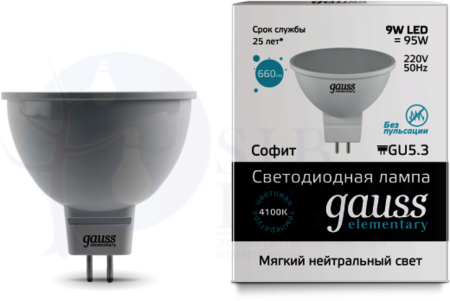 Лампа LED Elementary MR16 GU5.3 9W 4100K 1/10/100 Gauss 13529