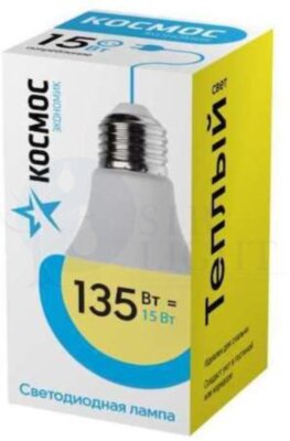 Лампа светодиодная LED BASIC A60 15Вт 220В E27 3000К КОСМОС LkecLED15wA60E2730 КОСМОС LkecLED15wA60E2730