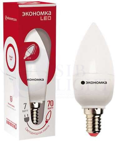 Лампа светодиодная свеча 7Вт 600Лм 230В 4500К E14 ЭКОНОМКА Eco_LED7wCNE1445