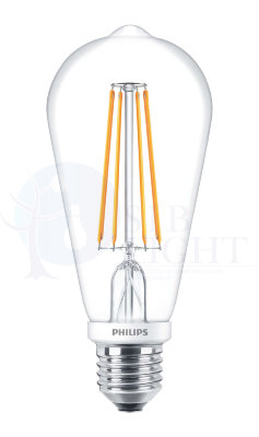 Светодиодная лампа Philips E27 7W = 70W теплый свет диммируемая филаментная арт. 929001228608