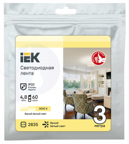 Лента светодиодная 3м LSR-2835WW60-4,8-IP20-12В IEK