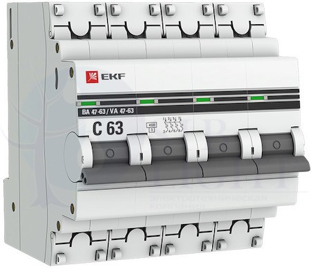Автоматический выключатель 4P 25А (D) 4,5kA ВА 47-63 PROxima EKF mcb4763-4-25D-pro