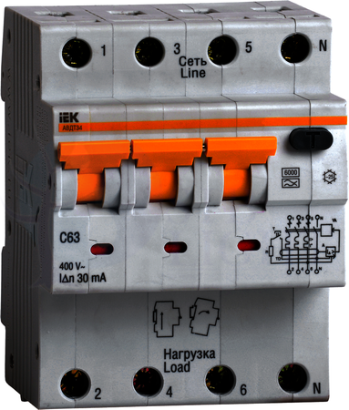 Дифференциальный автомат 3P+N 25А АВДТ34 (тип A, 6 кА) IEK MAD22-6-025-C-300