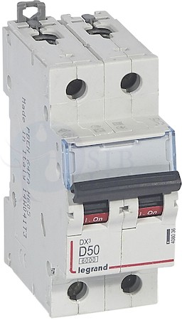 DX3 6000 Автоматический выключатель 10кА 2P 230/400В 50А 2 мод (D) Legrand 408036