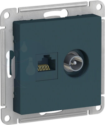 Розетка комбинированная AtlasDesign (RJ45+TV, под рамку, с/у, изумруд) Schneider Electric ATN000889