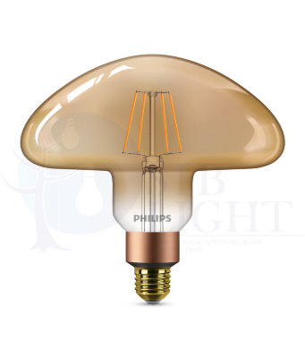 Светодиодная лампа Philips E27 5W = 30W очень теплый свет филаментная диммируемая Mushroom арт. 929001935601