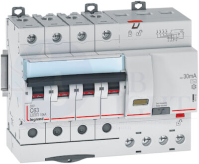 Дифференциальный автомат 4P 63А DX3 (тип AC, 10 кА) Legrand 411192