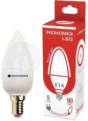 Лампа светодиодная свеча 9Вт 850Лм 230В 4500К E14 ЭКОНОМКА Eco_LED9wCNE1445