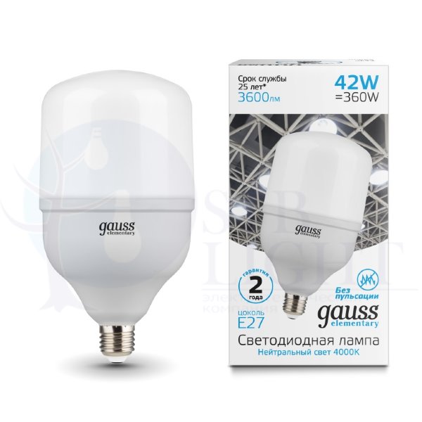 Лампа Gauss Elementary LED T120 E27 42W 3600lm 180-240V 4000K 1/12