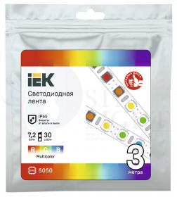 Лента светодиодная 3м LSR-5050RGB30-7,2-IP65-12В IEK