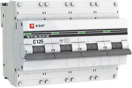 Автоматический выключатель 4P 63А (D) 10kA ВА 47-100 PROxima EKF mcb47100-4-63D-pro