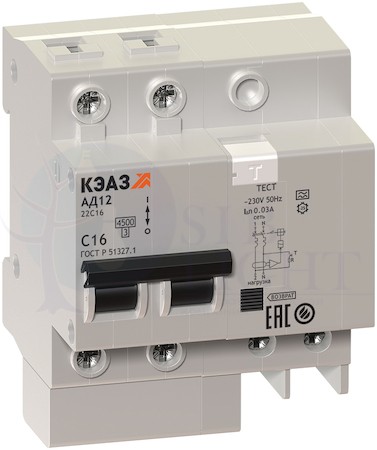 Дифференциальный автомат 2P 32А АД12 (тип AC, 4.5 кА, 30 мА) КЭАЗ 141588
