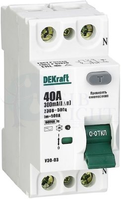 Выключатель дифференциального тока 2P 100 А 300 мА УЗО-03 (тип AC) DEKraft 14073DEK