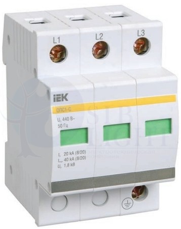 Ограничитель импульсных перенапряжений ОПС1-C 3Р In=20kA =400B Im=40kA IEK MOP10-3-C