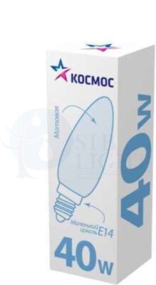 Лампа накаливания Свеча 40Вт E14 мат. Космос LKsmSCnFr40E14v2 КОСМОС LKsmSCnFr40E14v2