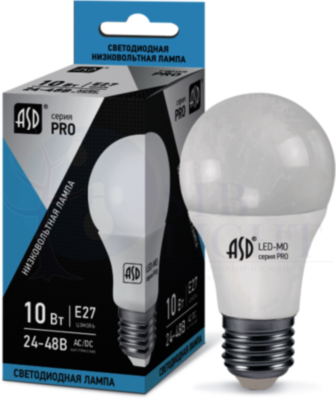 Лампа светодиодная низковольтная LED-MO-24/48В-PRO 10Вт 24-48В E27 4000К 800Лм ASD 4690612006987