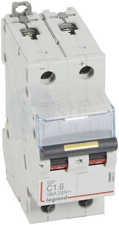 Автоматический выключатель DC 2 полюса, 1,6А, C, 16 кА Legrand 409561