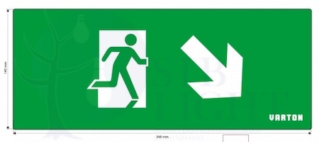 пиктограмма "ФИГУРА / СТРЕЛКА ВНИЗ ВПРАВО" для аварийно-эвакуационного светильника ip20