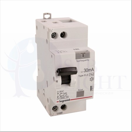 Дифференциальный автомат 1P 25А RX3 (тип AC, 6 кА) Legrand 419401