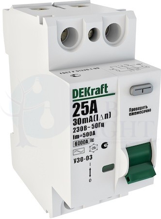 Выключатель дифференциального тока 2P 100А 30мА УЗО-03 (тип AC) DEKraft 14059DEK