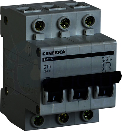 Автомат 3P 10А Generica (4.5 кА, C) IEK MVA25-3-010-C