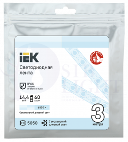 Лента светодиодная 3м LSR-5050W60-14,4-IP65-12В IEK
