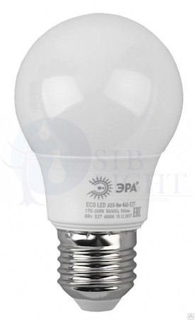 Лампа светодиодная LED A55-8W-840-E27,груша,8Вт,нейтр,E27 ERA Б0032096
