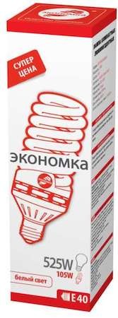 Лампа люминесцентная SPC T5 спираль 105Вт 6500Лм 4000К E40 ЭКОНОМКА LKsmT5SPC105WE4042ec