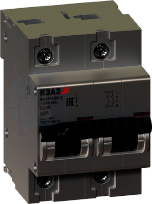 Автомат 2P 40А ВА47-100 (10 кА, D) КЭАЗ 233053