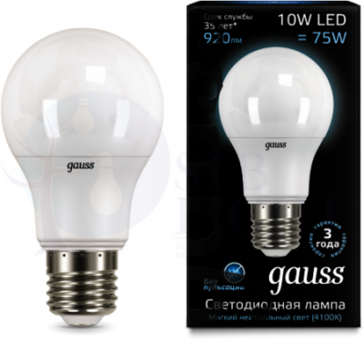 Лампа LED A60 10W E27 4100K 1/10/50 Gauss 102502210