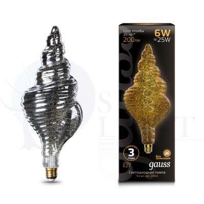 Лампа Gauss LED Vintage Filament Flexible TL120 6W E27 120*330mm Gray 200lm 2400K 1/10