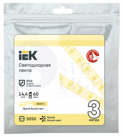 Лента светодиодная 3м LSR-5050WW60-14,4-IP65-12В IEK
