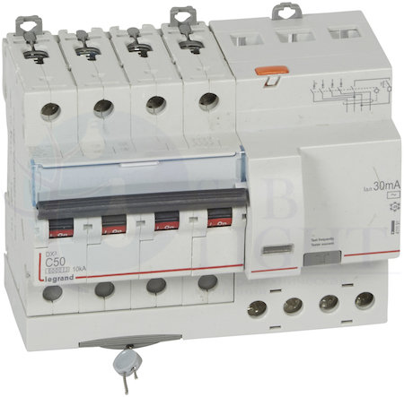 Дифференциальный автомат 4P 50А DX3 (тип AC, 10 кА) Legrand 411191