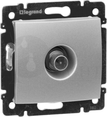 Розетка телевизионная Valena (TV, под рамку, с/у, проходная, алюминий) Legrand 770131