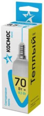 Лампа светодиодная LED BASIC CN 8.5Вт 220В E14 3000К Космос LkecLED8.5wCNE1430 КОСМОС LkecLED8.5wCNE1430