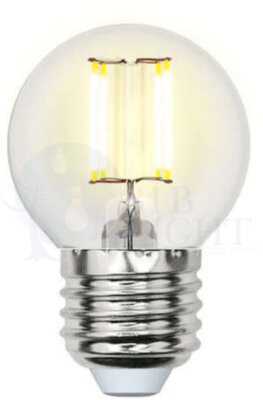 LED-G45-6W/NW/E27/CL GLA01TR Лампа светодиодная. Форма ''шар'', прозрачная. Серия Air. Белый свет (4000K). Картон. ТМ Uniel Uniel UL-00002208