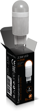 Лампа Gauss LED G9 2.5W 230V 2700K 1/40/200
