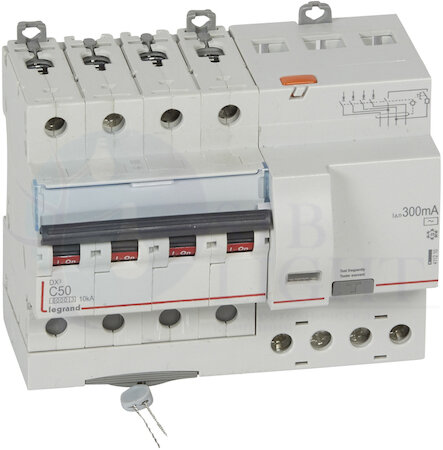 Дифференциальный автомат 4P 50А DX3 (тип AC, 10 кА) Legrand 411210