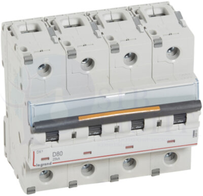 Автомат 4P 80А DX3 (25 кА, D) Legrand 409853